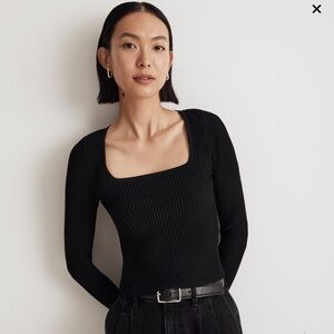 Madewell Black Ribbed Crop Top